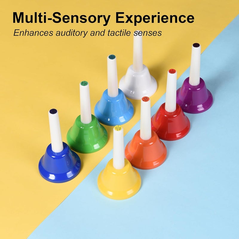 TDOCK 8 Note Hand Bells for Kids Adults, Colorful Merry Handbells Set Musical Instruments - Image 5